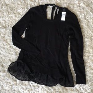 NWT Ann Taylor black mixed media sweater